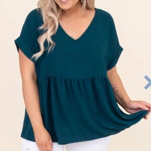 Wide eyed gaze top - teal